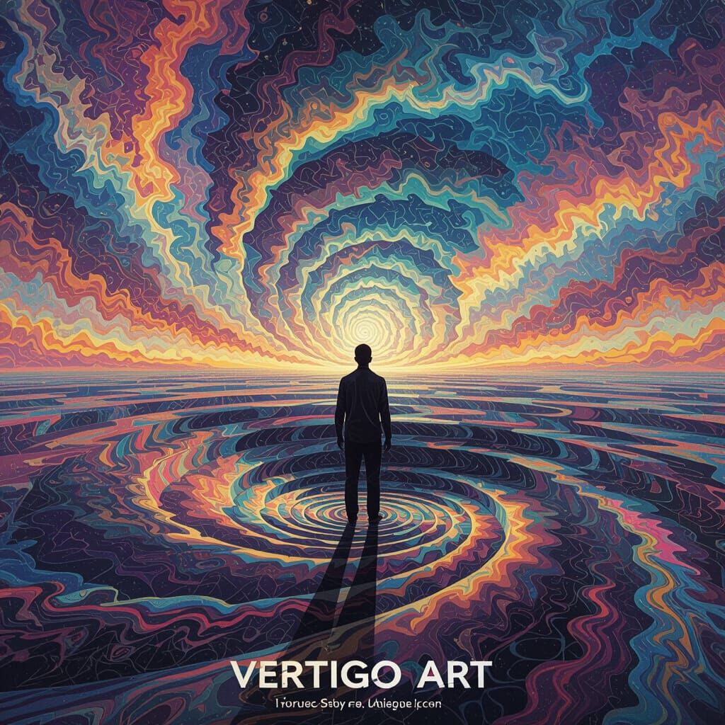 Psychedelic Vortex Art with Swirling Figure and Colors