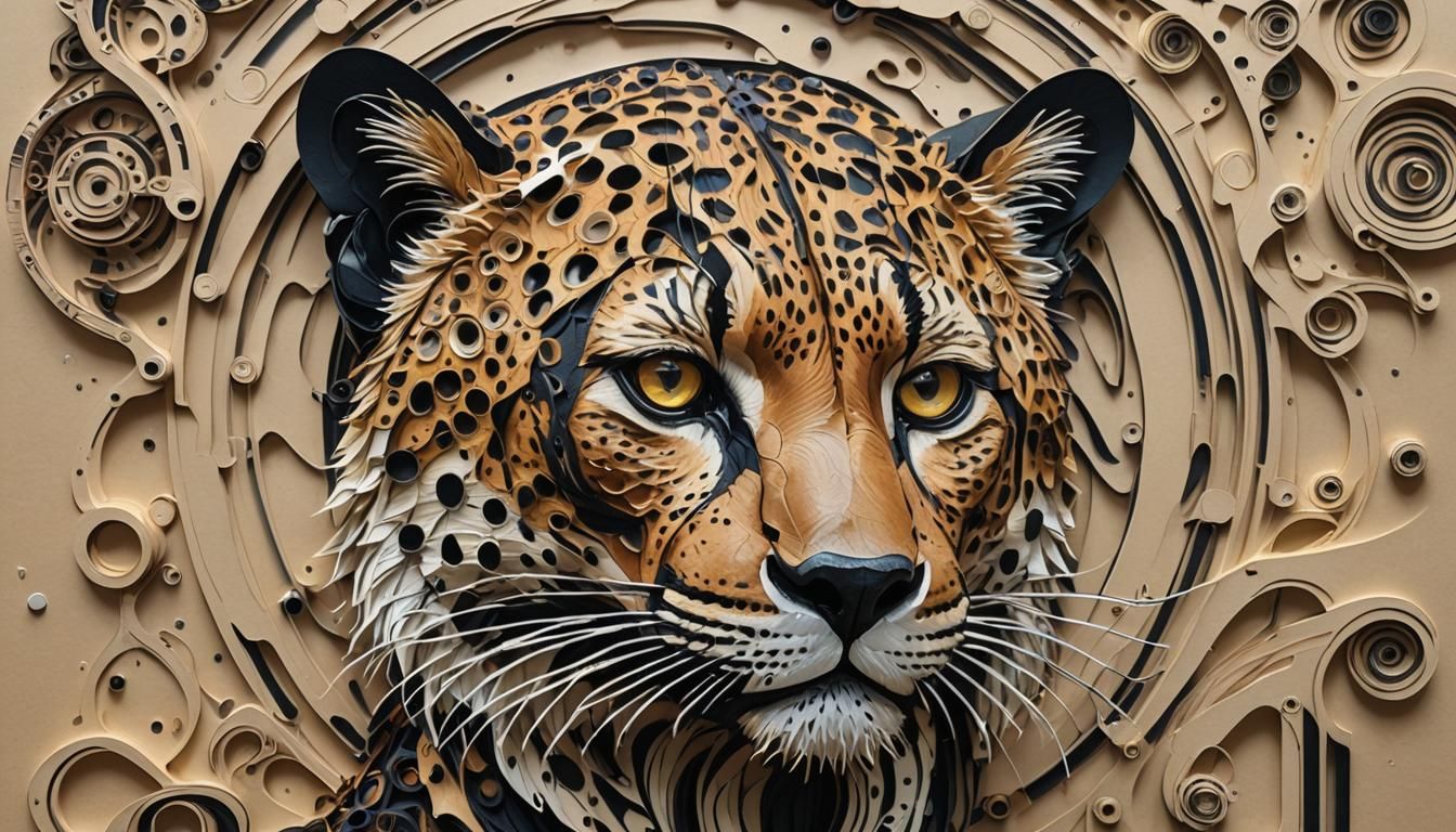 Cheetah Portrait in Surreal Street Art Style