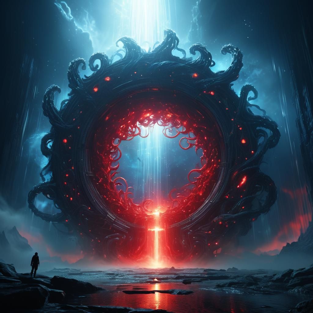 Otherworldly Creature Emerges from Portal: Digital Matte Pai...