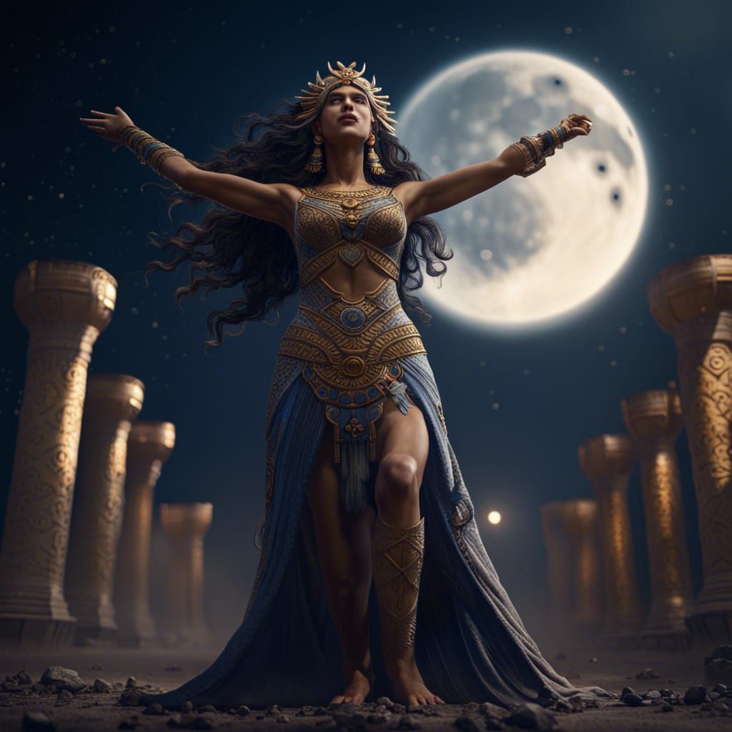 Ishtar Under the Moon: Fantasy Concept Art