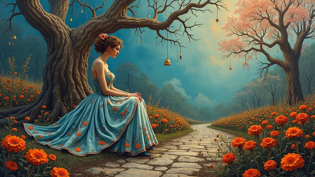 Mistress Mary's Surreal Garden in Abstract Expressionism