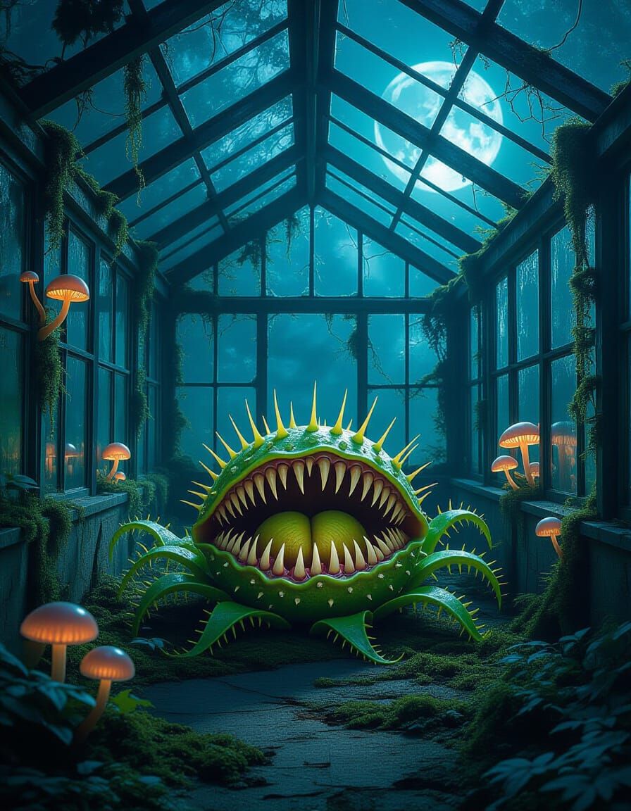 Bioluminescent Greenhouse with Monstrous Flytrap