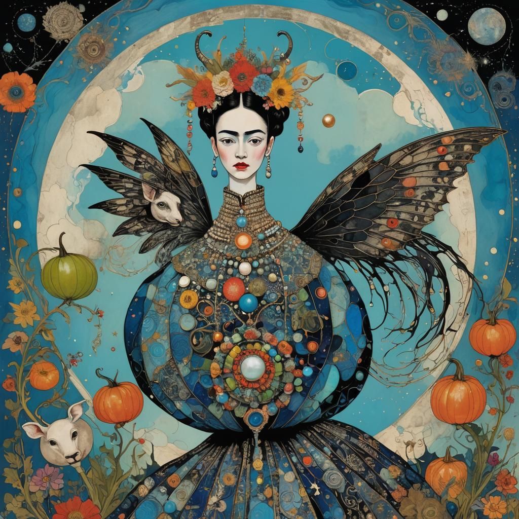 Funky Alien Female with Pearls, Decorative Ornamentation