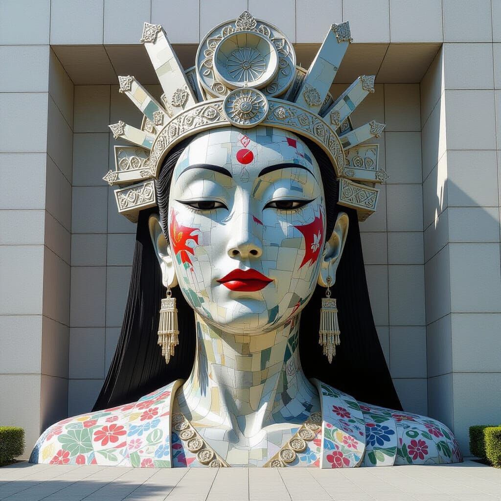 Monolithic Goddess in Brutalist Style