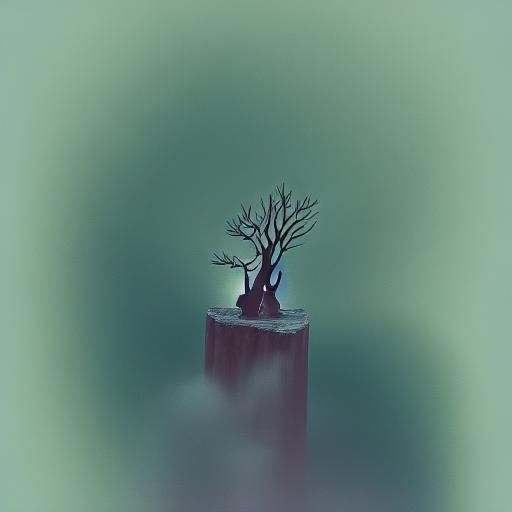 Fractal Creature in Misty Forest, Nordic Gouache