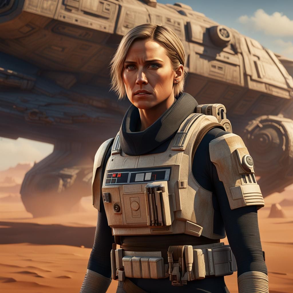 Rhea Ripley in Star Wars: Epic Digital Painting