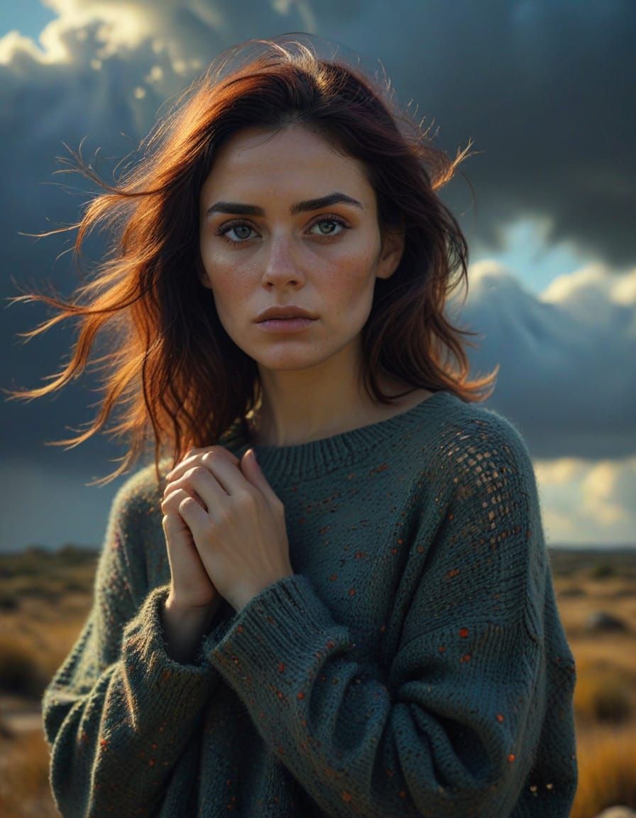 Romantic Portrait of Woman with Broken Phone