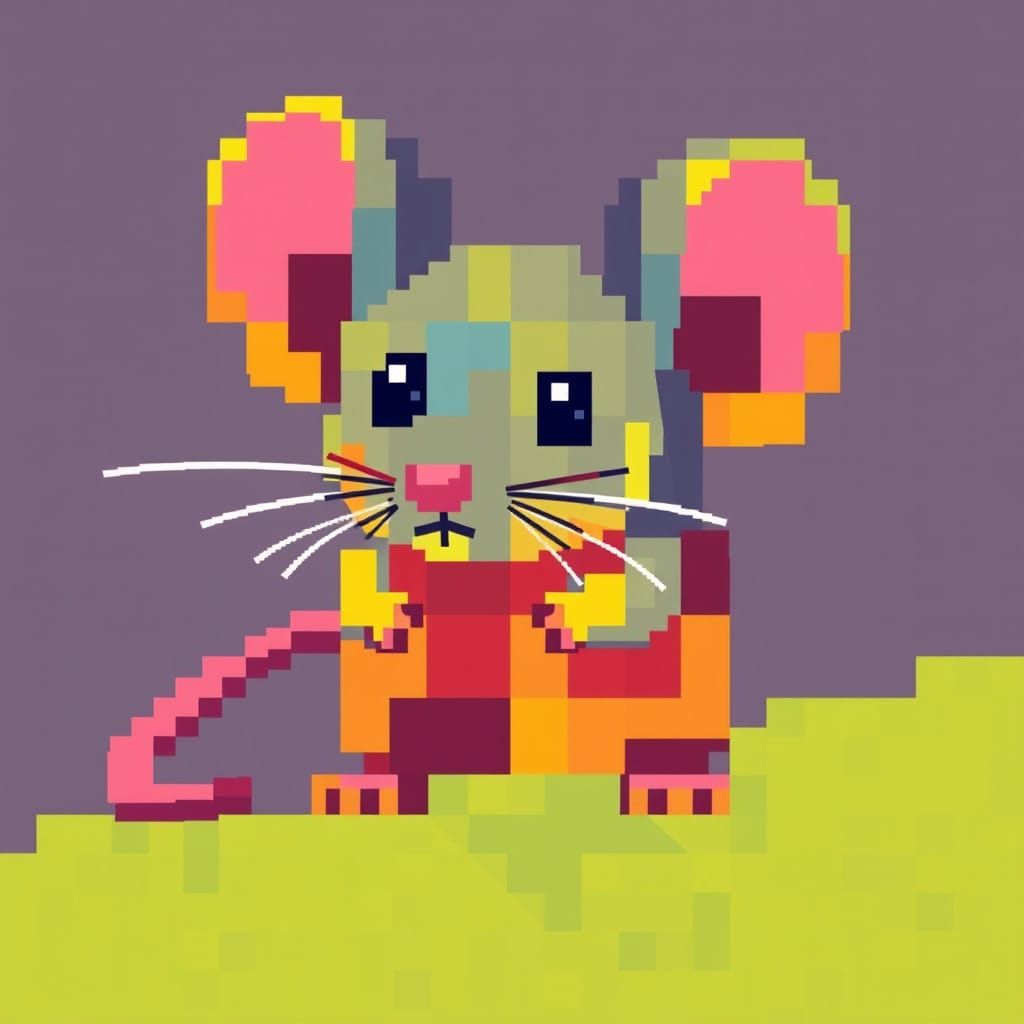 Vibrant 8-bit Pixel Art Mouse