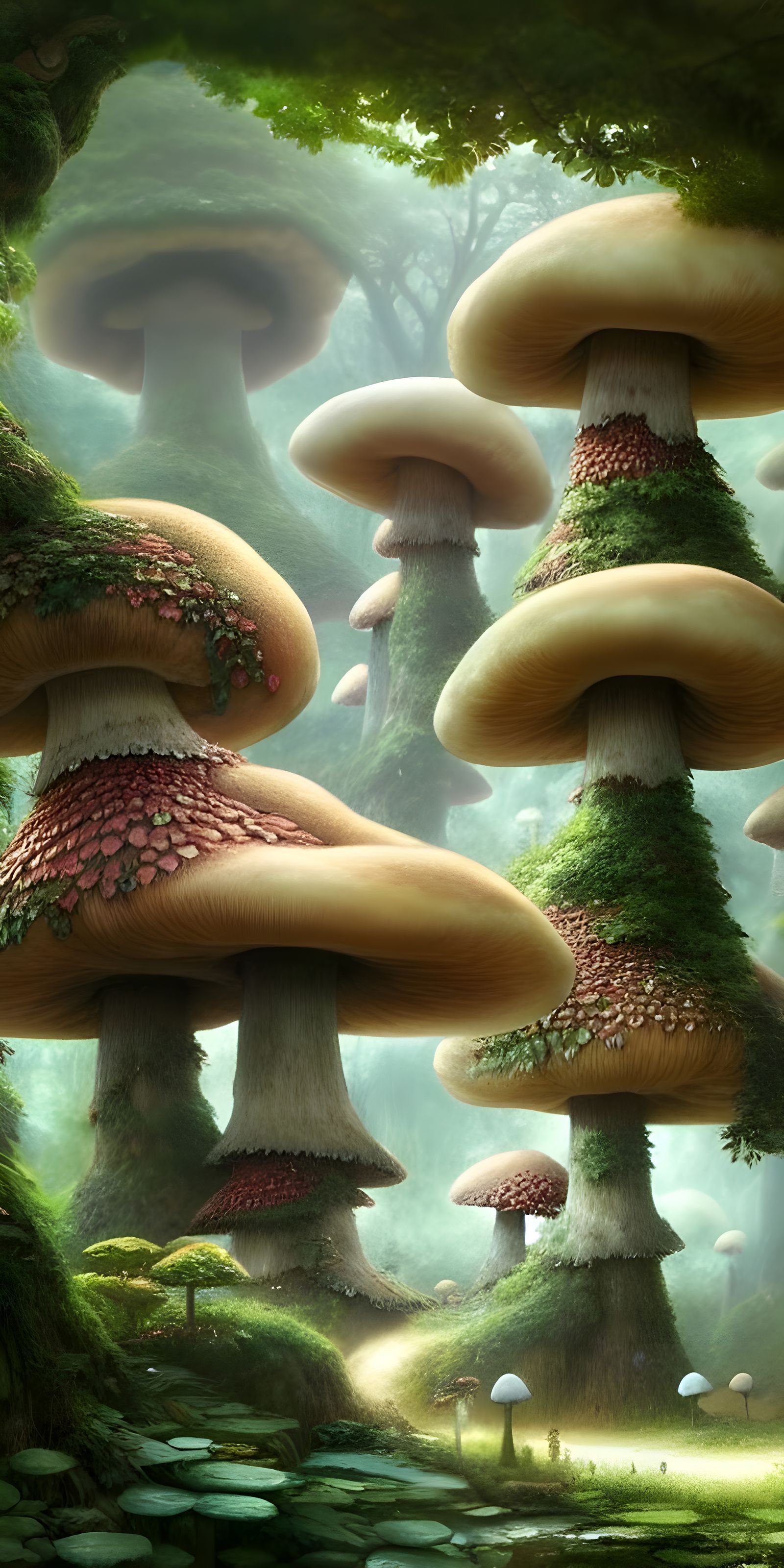 Mushroom Village Inspired by Studio Ghibli