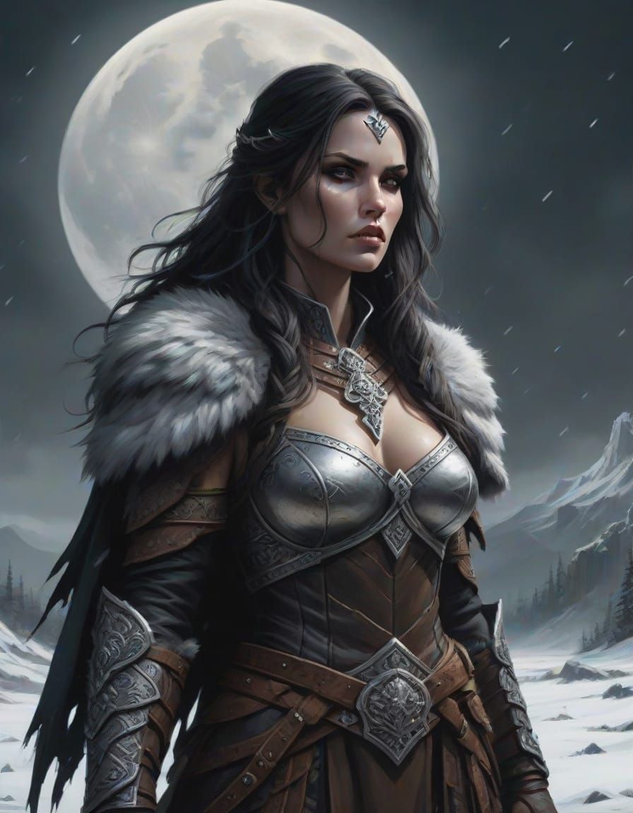Regal Barbarian Warrior Queen in Rugged Leather Armor