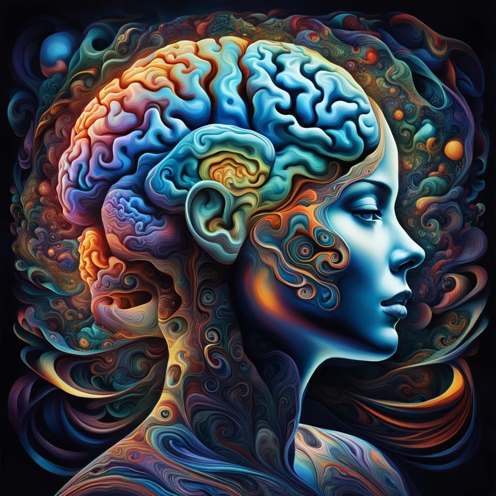 Surreal Brainscape: Swirling Shapes in Digital Art
