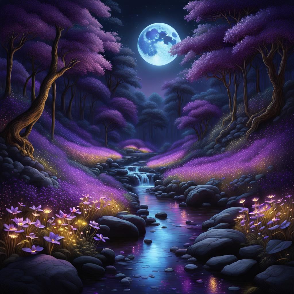 Ethereal Violet Night: A Neon Lit Universe