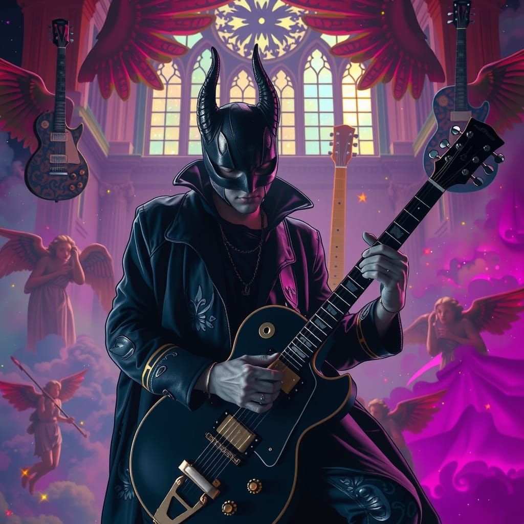 Surreal Guitar Heaven in Vibrant Colors