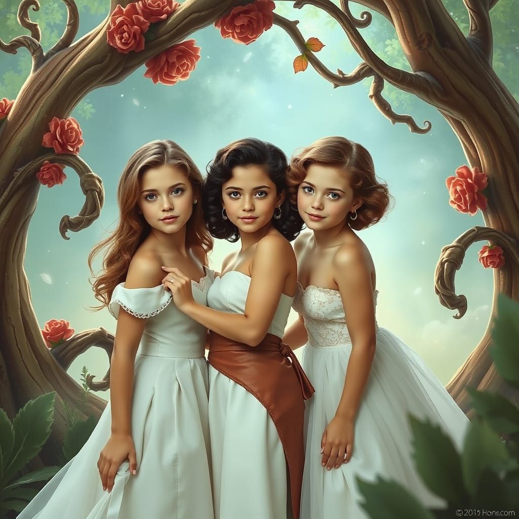 Ethereal Sisters in a Fantasy Landscape