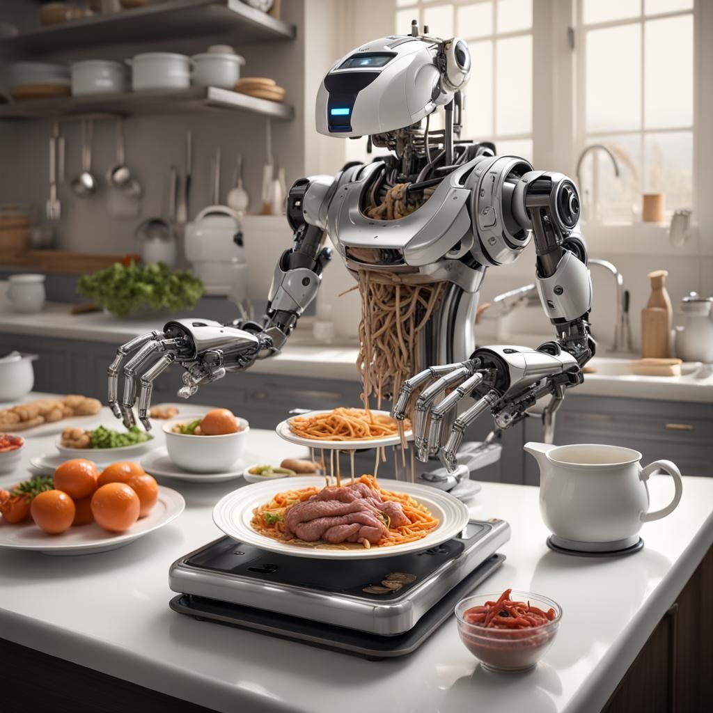 Multi-Armed Butler Robot in Fantasy Kitchen