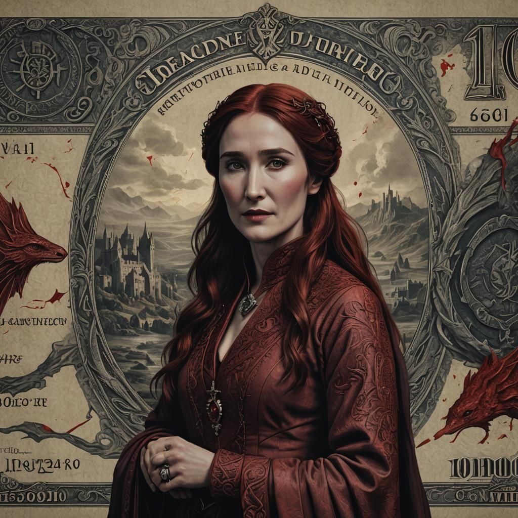 Melisandre Art Banknote in Detailed Matte Painting Style