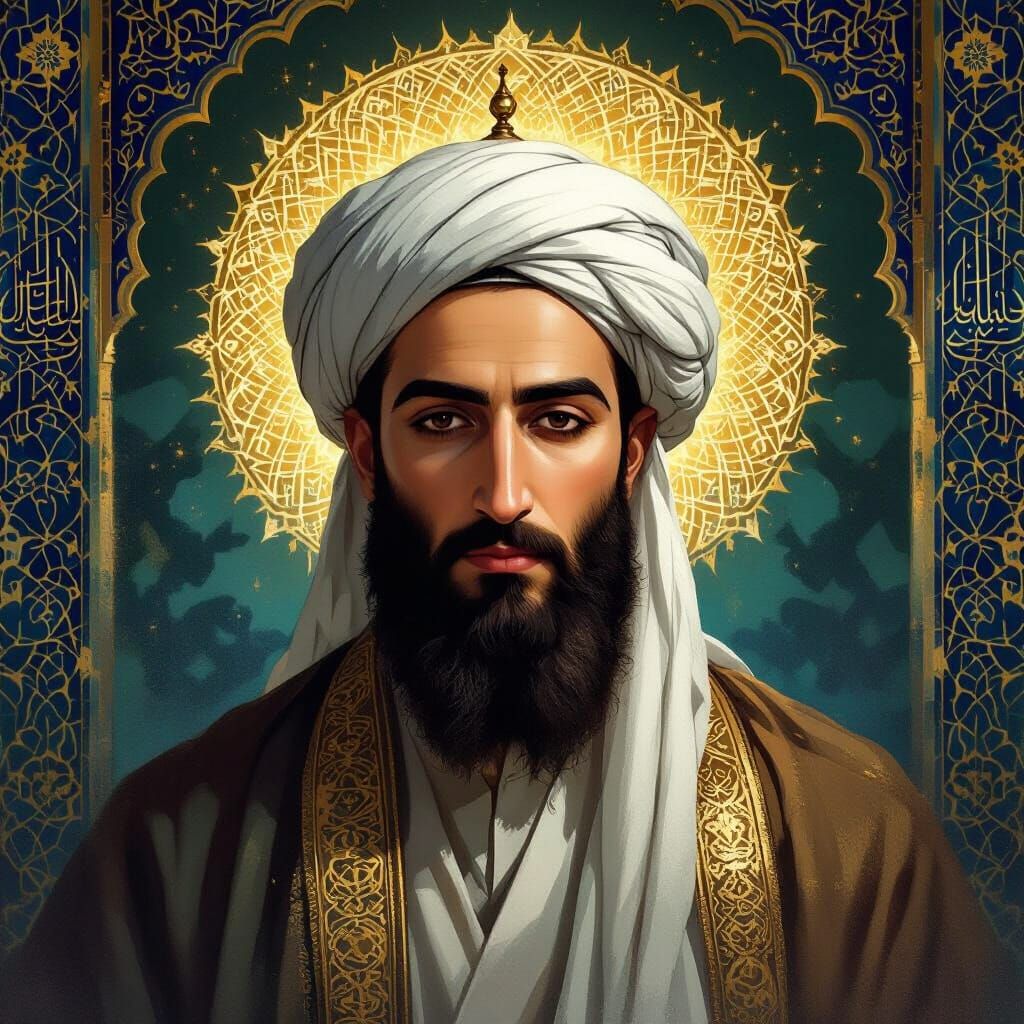 Majestic Portrait of Imam Ali AS in Islamic Art