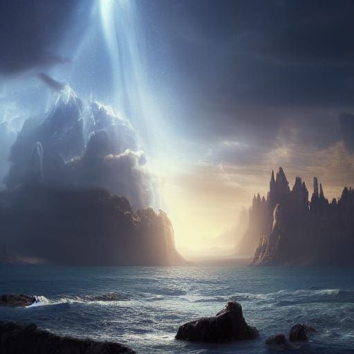 Epic Starlit Sea Digital Matte Painting