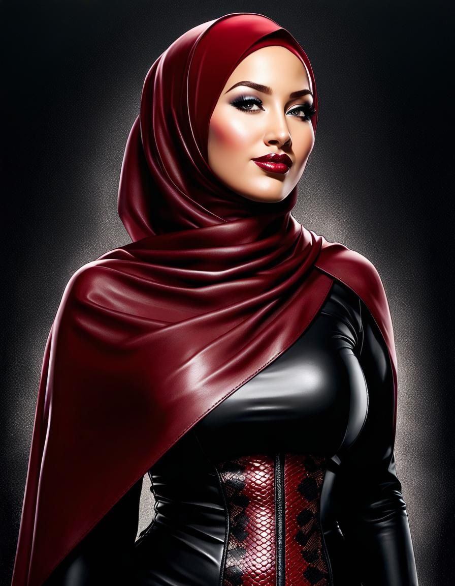 Intricate Alcohol Ink Portrait of Woman in Hijab