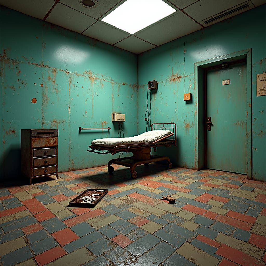 Abandoned Medical Bay in Desolate Concept Art Style