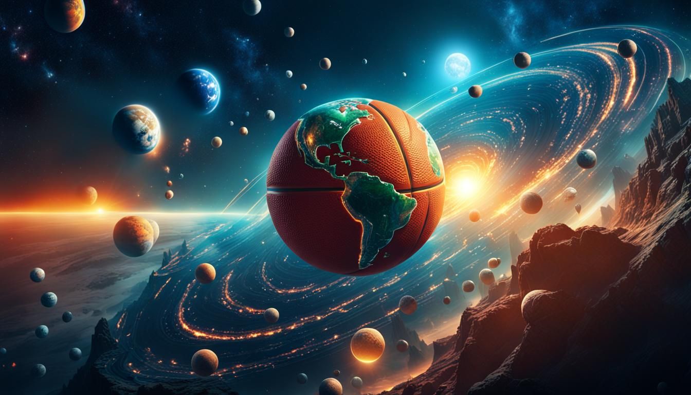Basketball Planets in Epic Cinematic Digital Painting