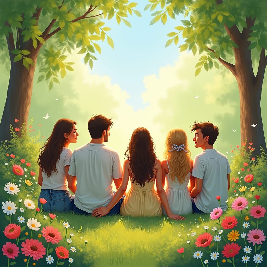 Idyllic Gathering in Impressionist Style