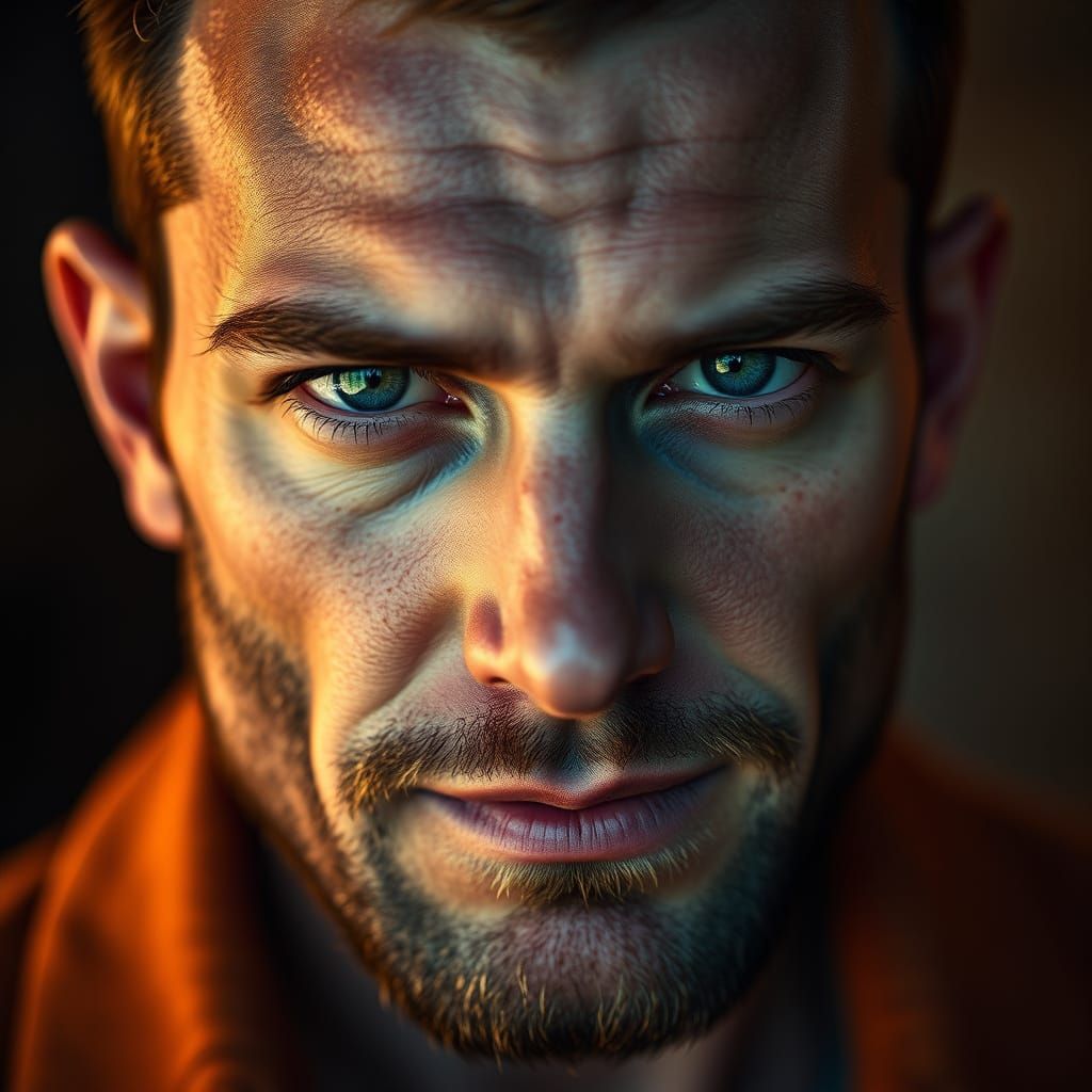 Chiseled Alpha Male Portrait in Bold, Futuristic Style