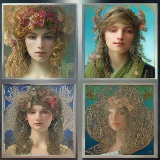 Ethereal Portrait with Filigree Vines and Butterfly Wings