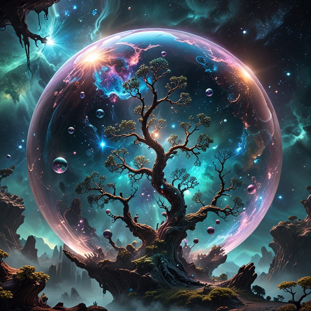 Translucent Bubbles Containing Alien Worlds in Cosmic Space