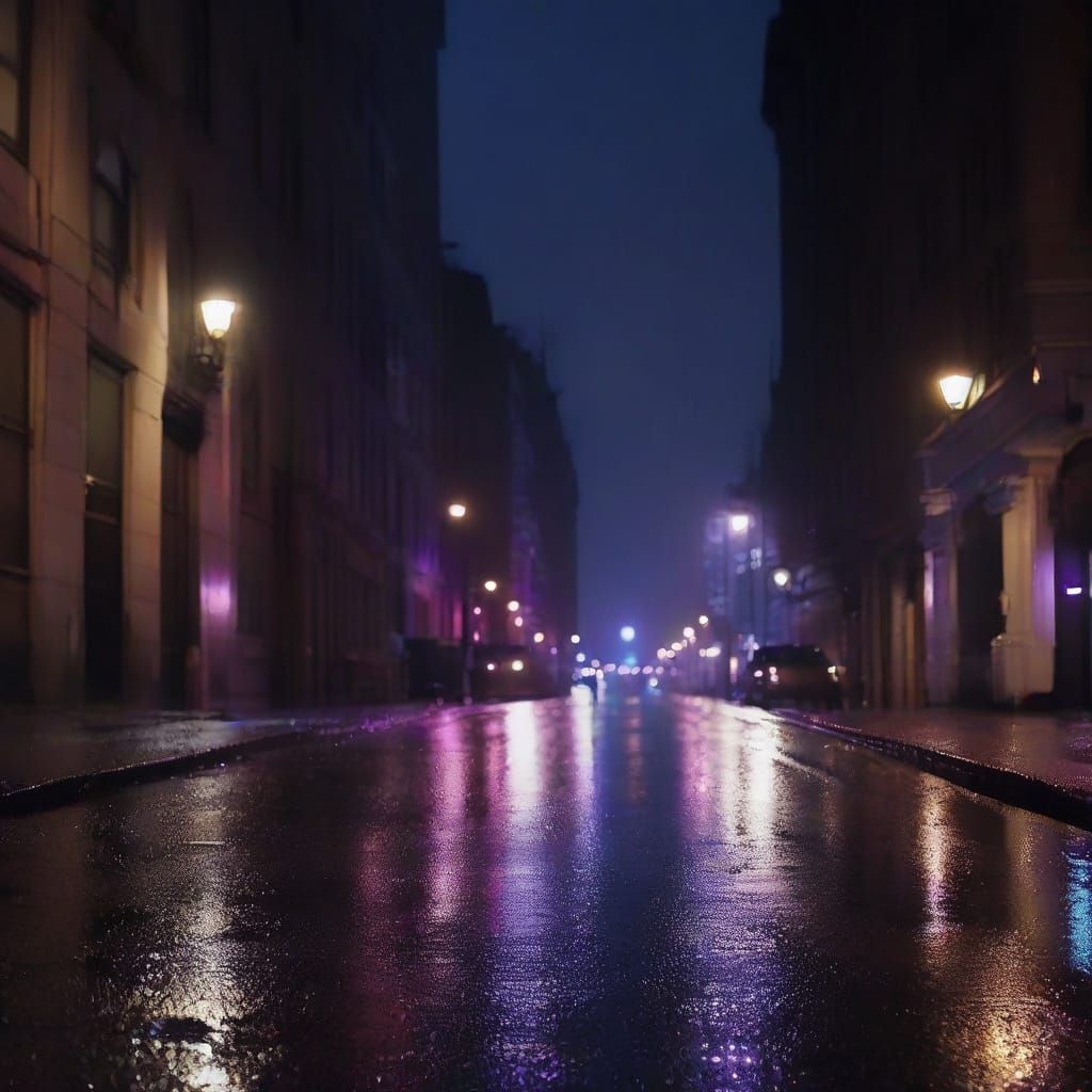 Noir City Street at Night in Cinematic Style