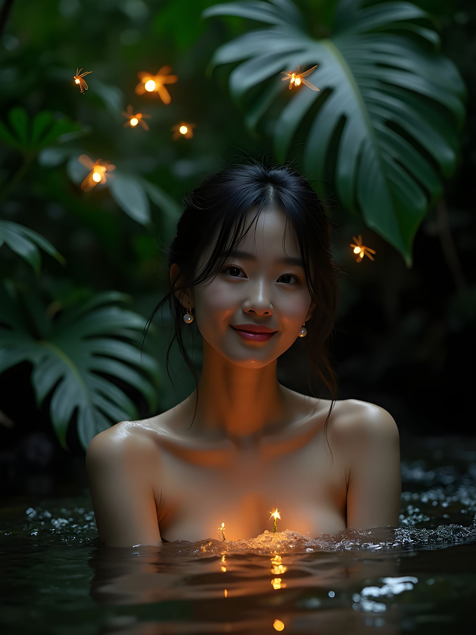 Tropical Jungle River Goddess at Night