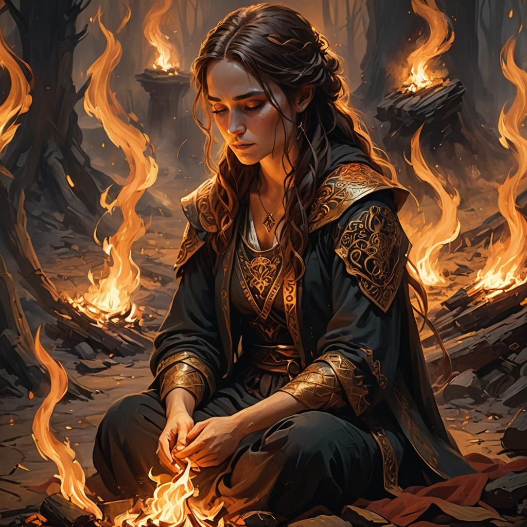 Ember's Gaze: A Portrait in Fantasy Concept Art