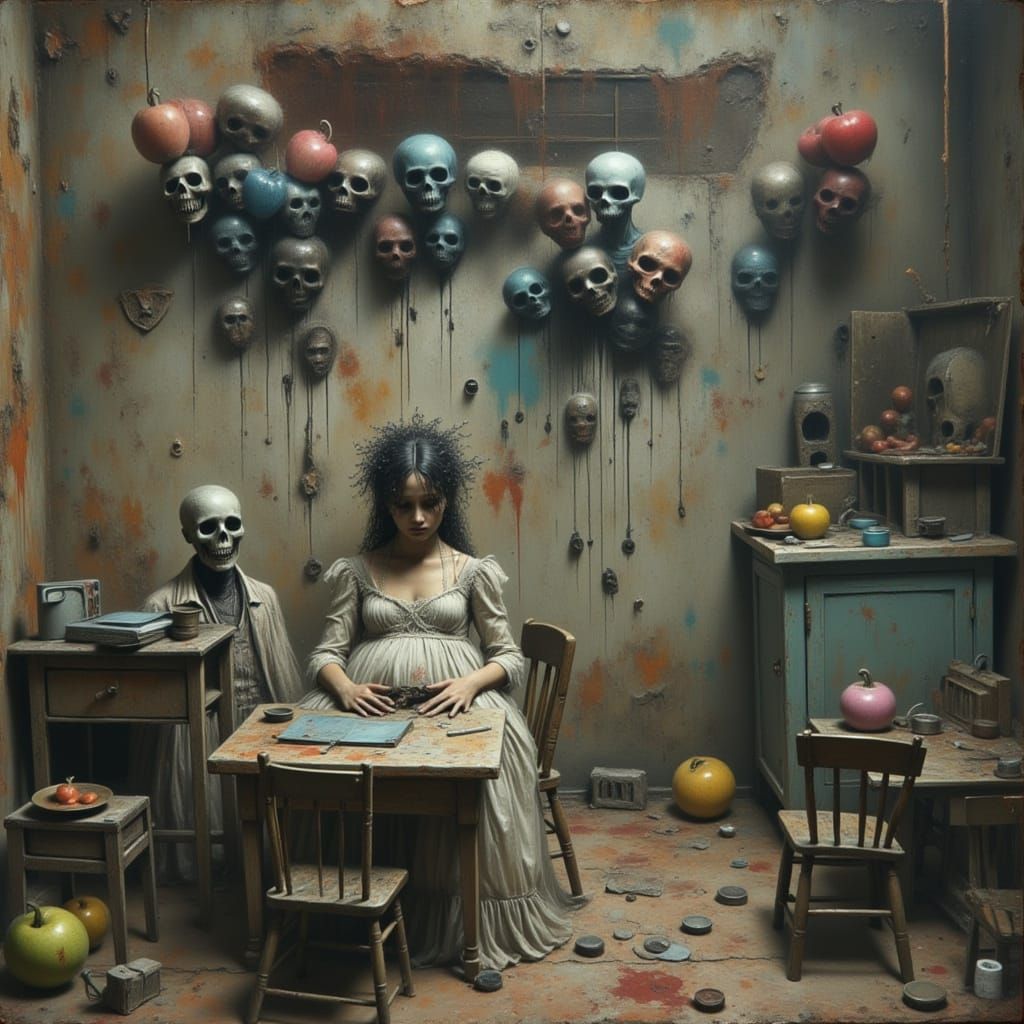 Dark Dystopian Baroque Scene in Digital Art Style