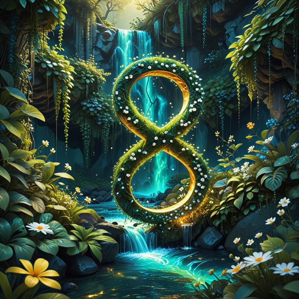 Thriving Infinity Symbol in Vibrant Fantasy Art