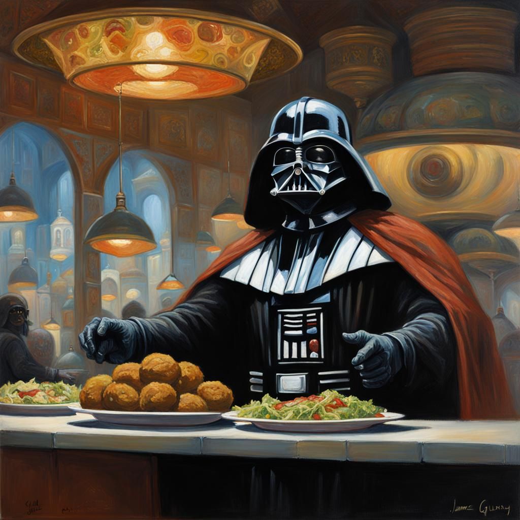 Darth Vader as Falafel: Oil Painting