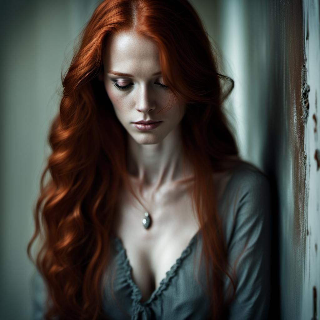 Poignant Portrait of Redhead Woman