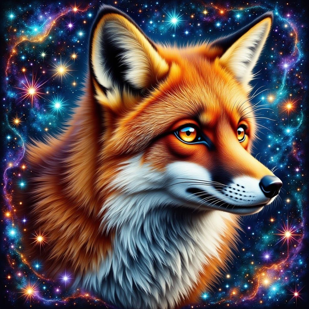 Surreal Shamanic Vision in Stained Glass Style