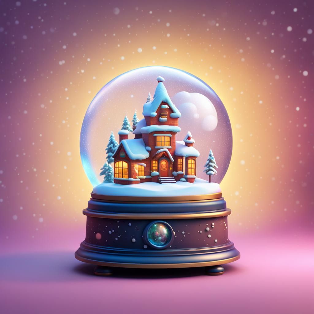 Pixar-Style Snow Globe in 3D Digital Art