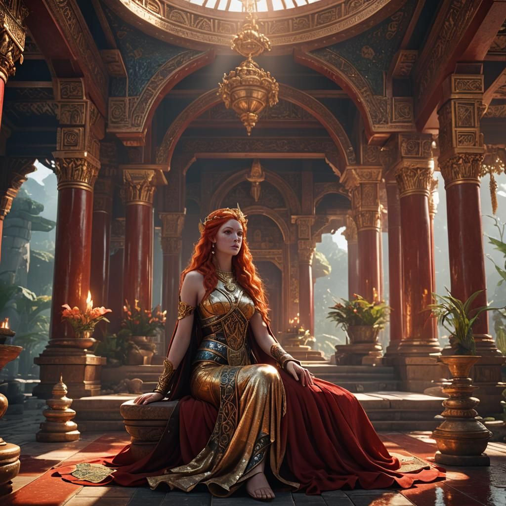 Goddess in Temple Spa: Fantasy Concept Art