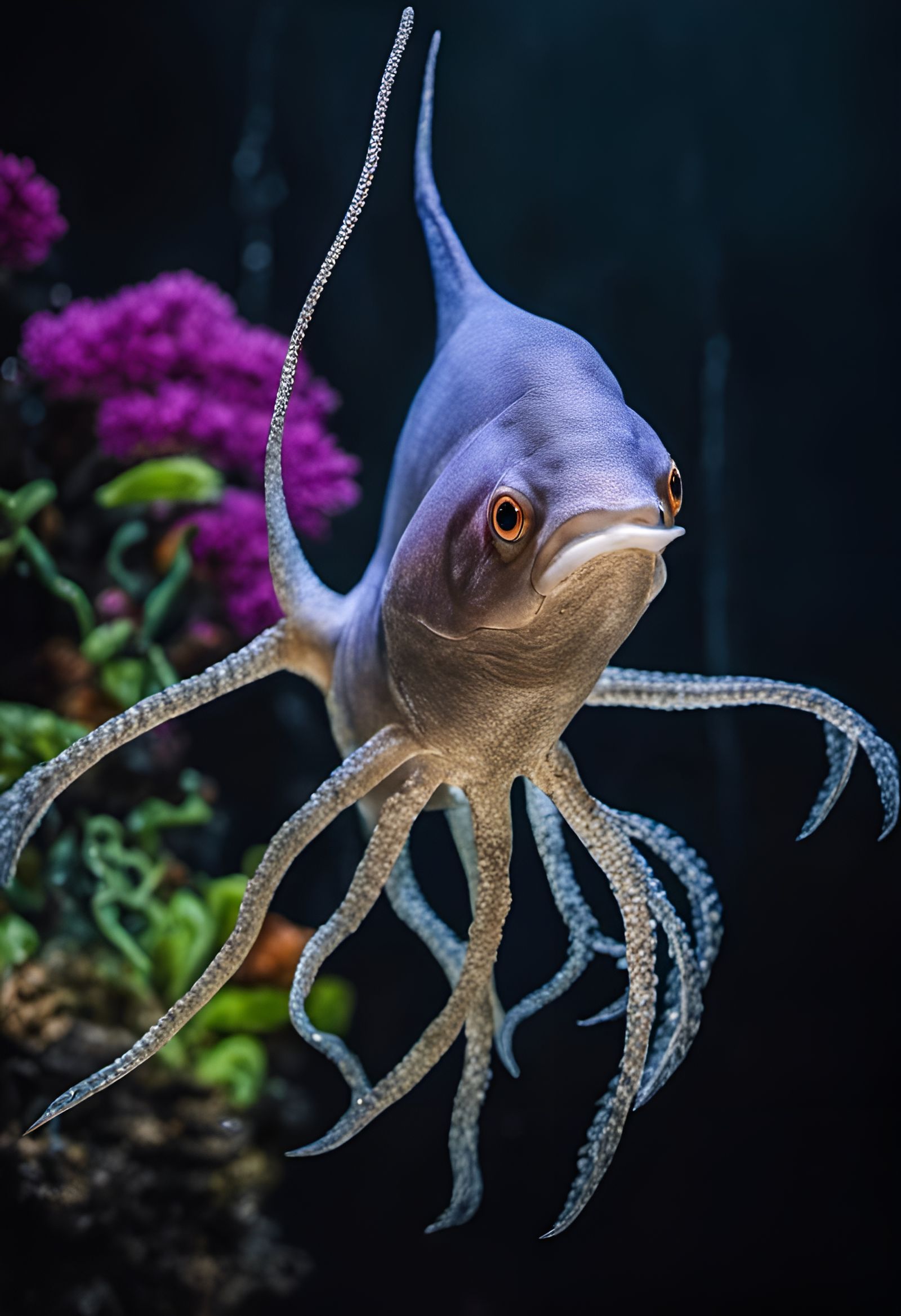 Hyperrealistic Fish with Feet in Japanese Setting