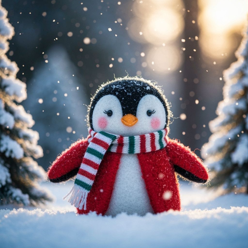 Festive Felt Penguin in Winter Wonderland