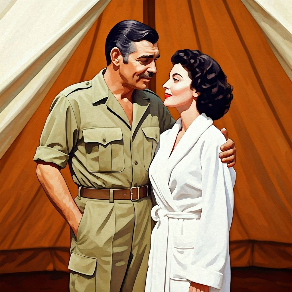Watercolor Painting of Gable and Gardner in Tent