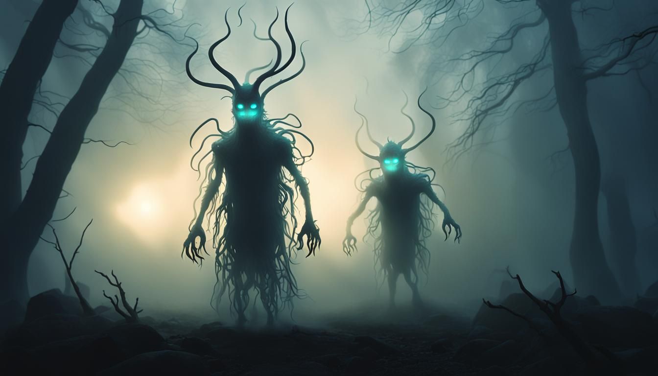 Eerie Creature Emerges from Fog in Surreal 3D Rendering