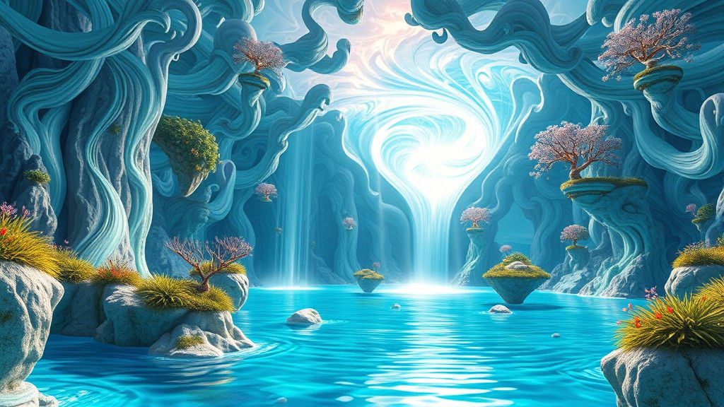 Upside-Down Fantasy Realm with Iridescent Wormhole