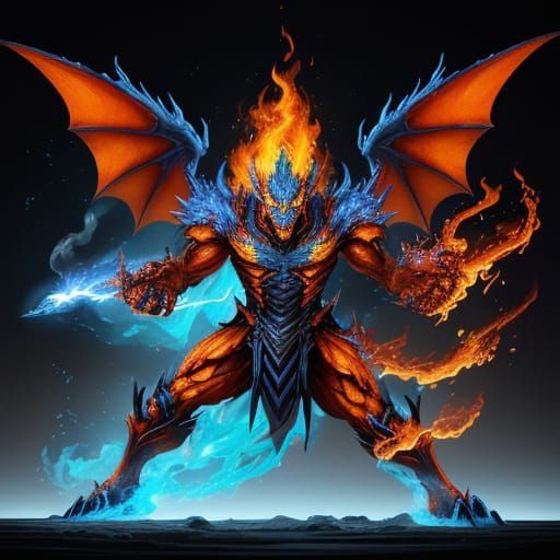 Surreal Hyperrealistic Concept Art of Fiery Draconic Creatur...