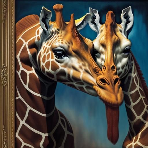 Surreal Hulk Giraffe in Dark Fantasy Watercolor