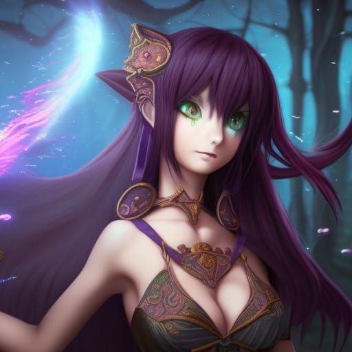 Anime Catgirl Wizard Fantasy Art