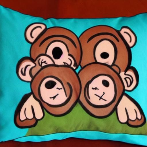 Monkeys on a Pillow Generated by AI