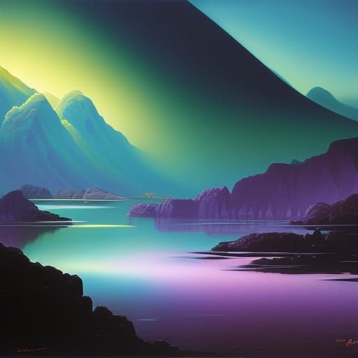 Rainbow Landscape in Maximalist Digital Painting Style