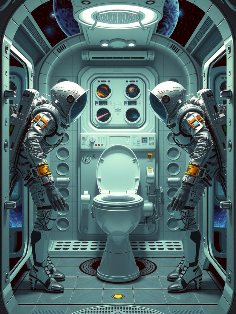 Washing Machines Bullying Toilet in Space, Sci-Fi Style